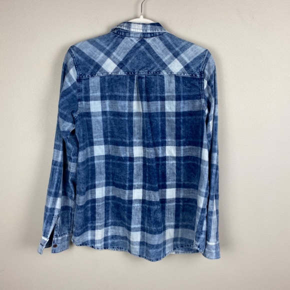 Natural Reflections Blue Plaid Brushed Cotton Button Down Shirt - Size Medium - Picture 5 of 5